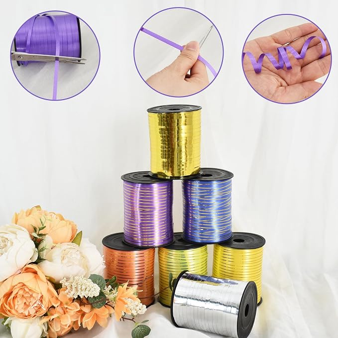 TONIFUL 500 Yards Shiny Silver Curling Ribbon Balloon String Gift Wrapping | - Image 3