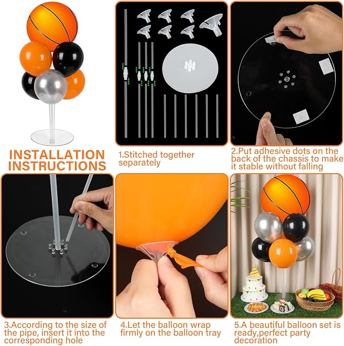 4 Sets Basketball Party Balloons Stand Kit - Image 3