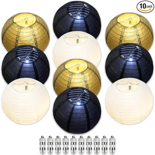 Cream Black Gold Chinese Paper Lanterns by Ethbrisge-