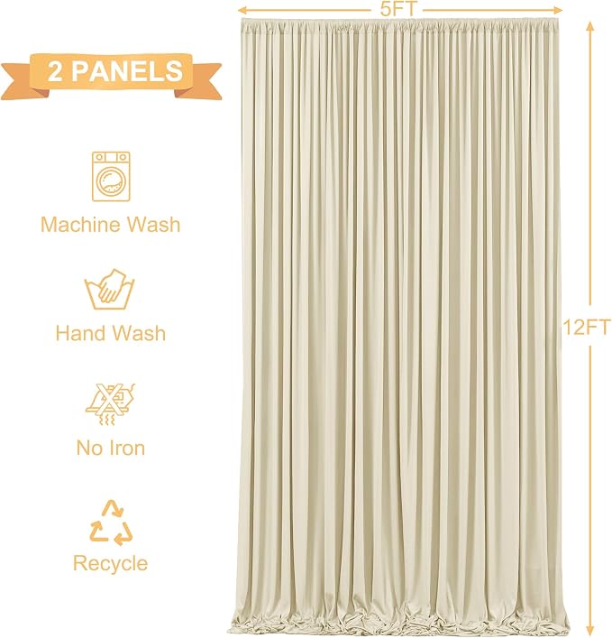 10x12 Backdrop Curtains for Wedding Party Wrinkle Free Beige Backdrops Curtain - Image 7