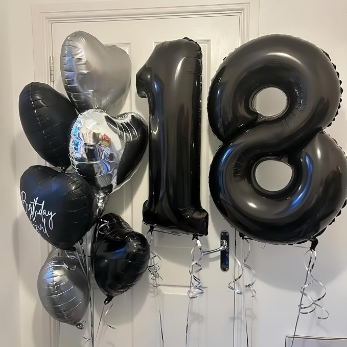 Black 13 Balloon Number, 40 Inch Number 13 Balloon Large Black Foil Mylar - Image 2
