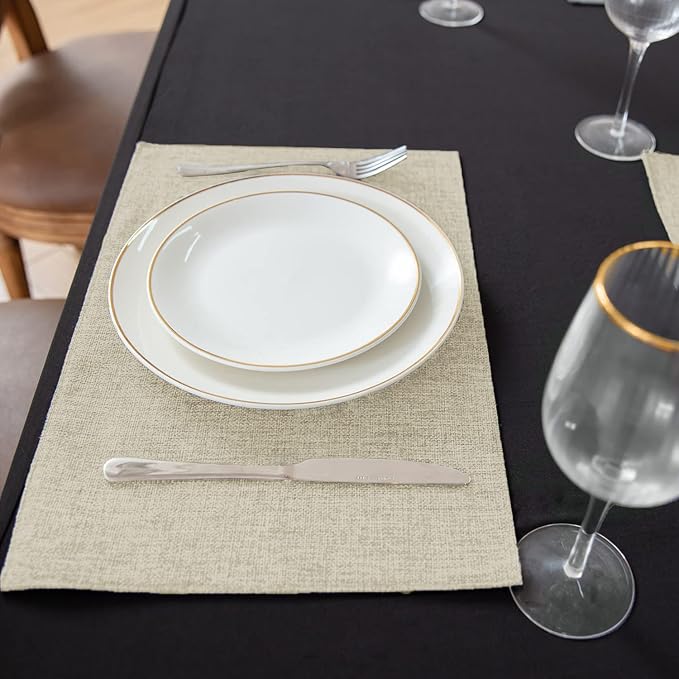 Cloth Placemats Set of 8, Linen Type Fabric Placemats Machine Washable Heat - Image 4
