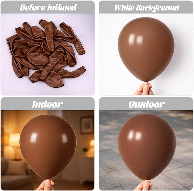 Voircoloria 130pcs Coffee Brown Balloons Garland Arch Kit, 18 12 10 5 Inch | - Image 3