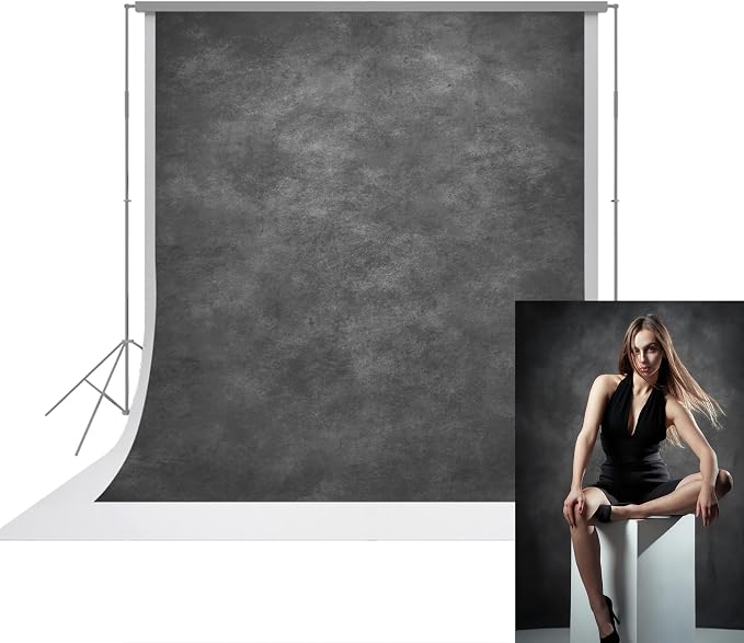 UrcTepics 8×8 ft Grey Fabric Photo Backdrops, Abstract Texture Backdrop by UrcTepics