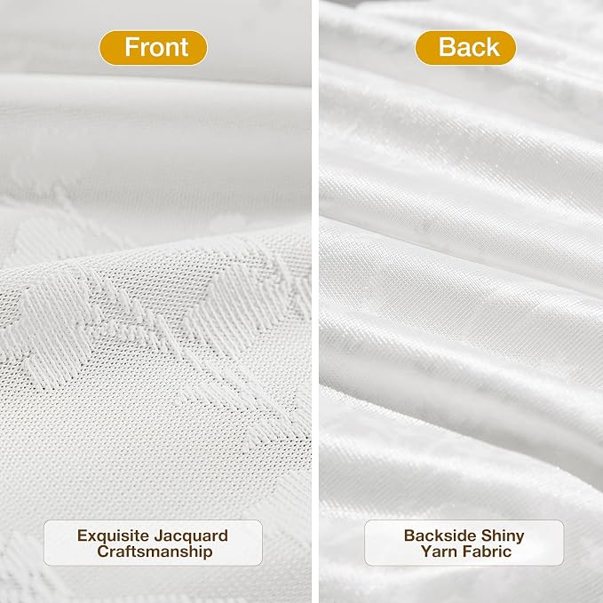 Anmao White Semi Sheer Light Filtering Curtains 72 Inches Long 2 Panels - Image 3