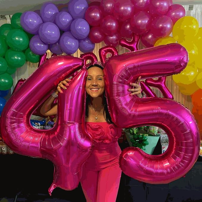 12 Balloon - Hot Pink Birthday Number Balloons, 40 Inch Party Decorations | Hot - Image 3