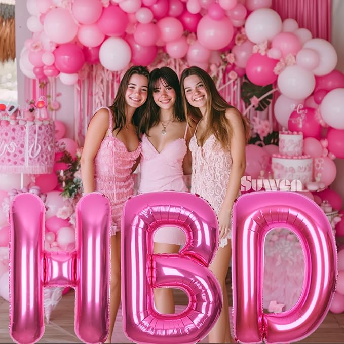 SUWEN 40 Inch Hot Pink Large P Letter Balloons Big Foil Helium Letter A-Z | - Image 2