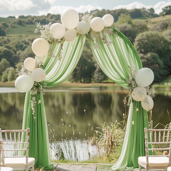 Wedding Arch Draping Fabric Backdrop Drapes 28.7"x 20FT, Sage Green | Sheer - Image 5