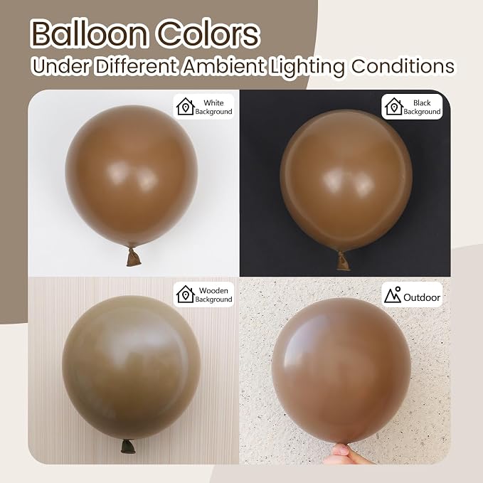 Awenztech 122pcs Dark Brown Balloons, 18 12 10 5 inch Boho Balloons Different - Image 4