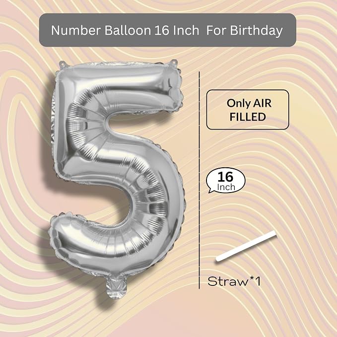 Red Number Balloon 5 Mylar Foil Balloons 16 inch - Image 8