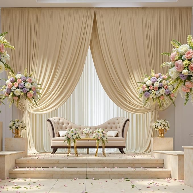 10ft×12ft Wrinkle Free Champagne Backdrop Curtain - Image 8
