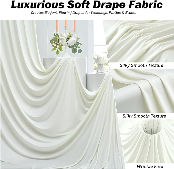 30ft×12ft Ivory Backdrop Curtain - Image 7