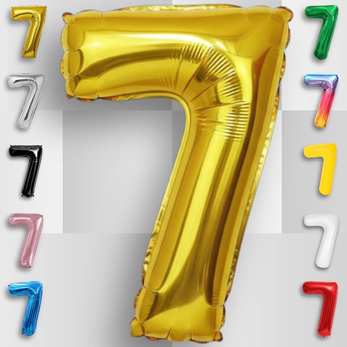 Gold Number Balloon 7 Mylar Foil Balloons 16 inch - Image 4