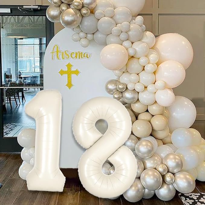 Cream White Number 35 53 Balloon - Image 3