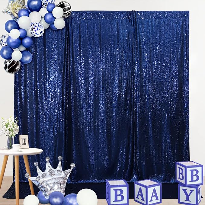 SquarePie 20x10ft Navy Blue Sequin Backdrop, High Density Non-Transparent - Image 7