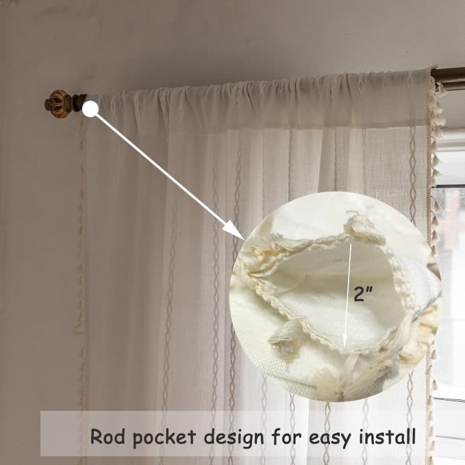 Boho Linen Curtains Off White - Image 6