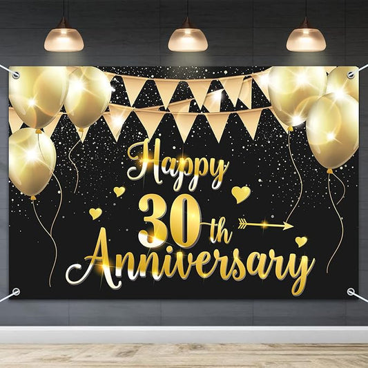 HAMIGAR 6x4ft Happy 30th Anniversary Banner Backdrop by HAMIGAR