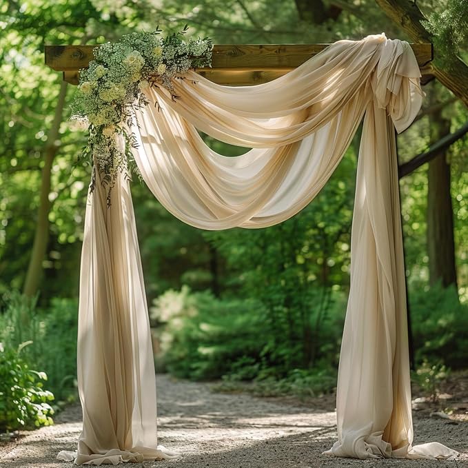 Wedding Arch Draping Fabric Backdrop Drapes 2 Panels, Champagne | 28.7"x20FT - Image 7