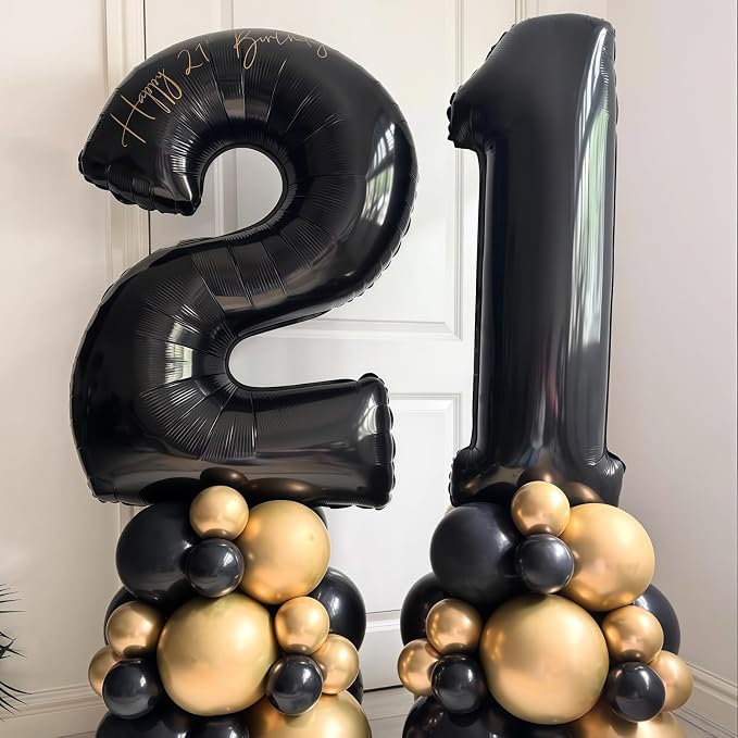 Black 13 Balloon Number, 40 Inch Number 13 Balloon Large Black Foil Mylar - Image 3