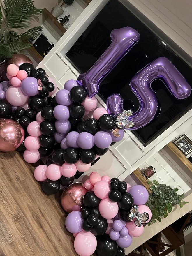 5 Balloon Numbers Party Decorations, 40In Purple Balloons - Image 4