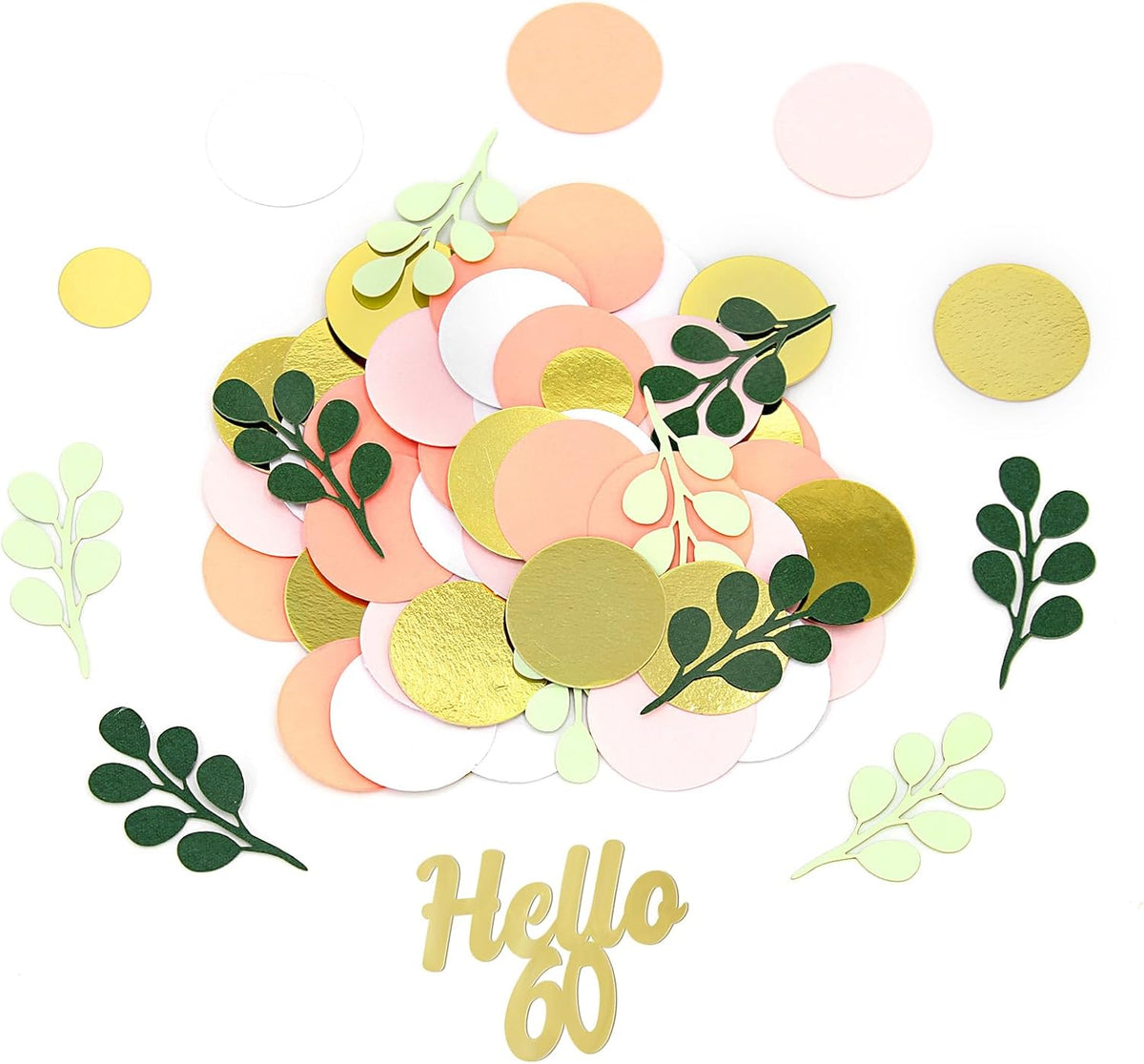 300PC 60TH Birthday Confetti for Table Pink and Sage Green Happy 60TH Birthday Decorations for Woman Dots Hello 60 Confetti Scatters Sixty Party Decor Supplies