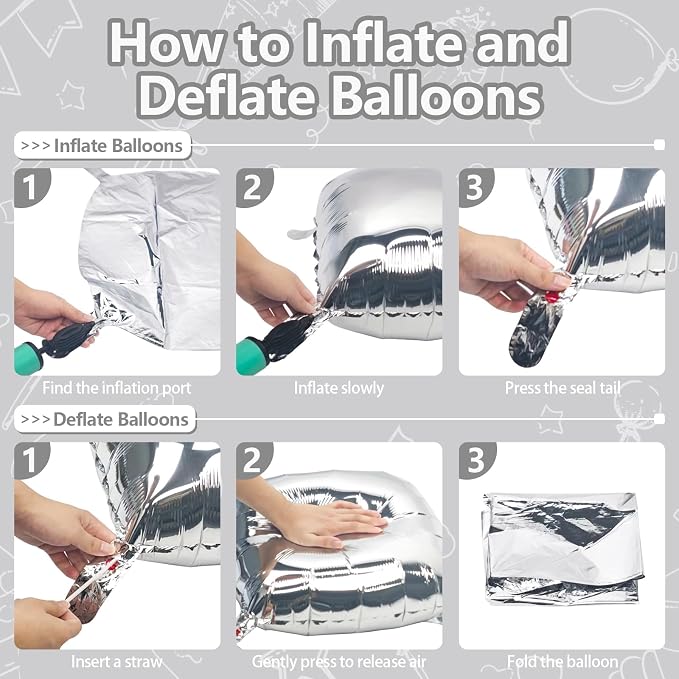 NISOCY 48PCS Metallic Silver Square Foil Balloons Wall Backdrop | Double Sided - Image 3