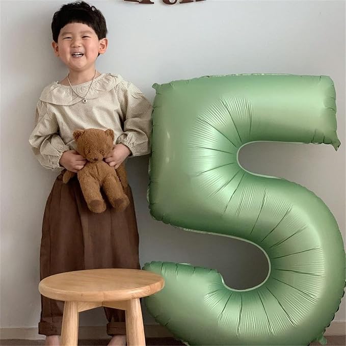 Large 10 Balloons Number Sage Green, 40 Inch Olive Green Helium Foil Number 1 & - Image 5