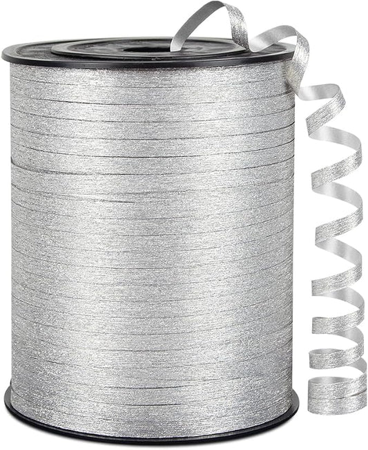 Silvery Glitter Curling Ribbon, 1/5" Wide x 500 Yards Christmas Curling Ribbons by KMERLIFE
