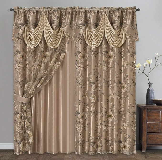 GOHD Roman Romance. Burnt-Out Printed Organza Window Curtain Panel Drape by GOHDGoldenOceanHomeDecor