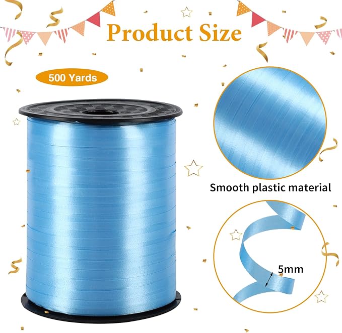 500 Yards Light Blue Curling Ribbon Balloon String Ribbon 1/5 Inch | Ribbon - Image 2
