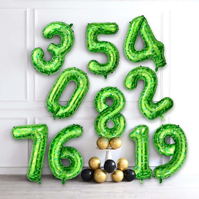 40 Inch Green Pixel Number 5 Balloon, Lime Green Large Foil Number Balloon 5th - Image 5