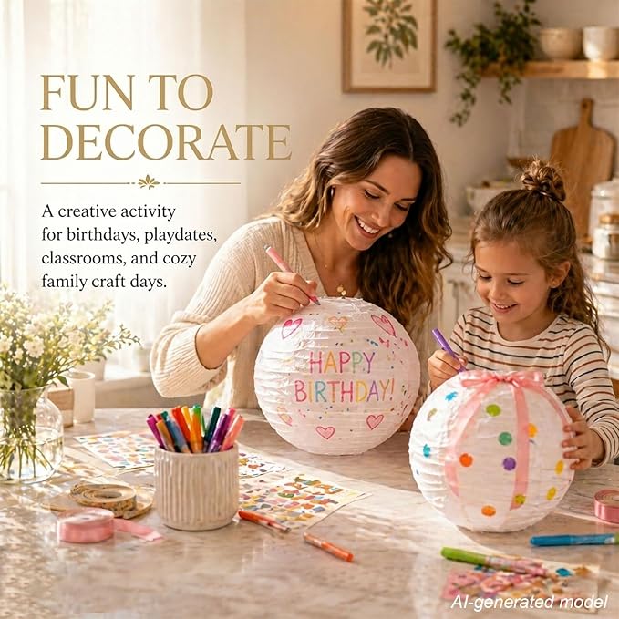 LIHAO 12 Inch White Round Paper Lanterns | Chinese Lantern, Hanging Décor - Image 9