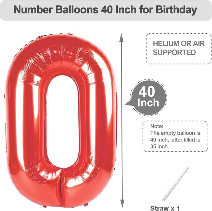 Numbers 19 Balloon 40Inch Red Balloons - Image 5