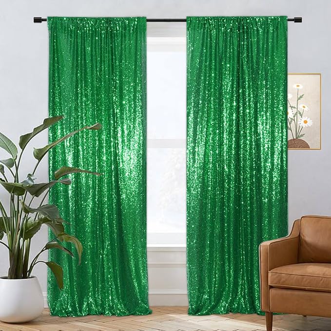 Eternal Beauty Green 3mm Sequin Backdrop 2x8 Ft 2 Pack Wedding | Dense Sparkle - Image 3