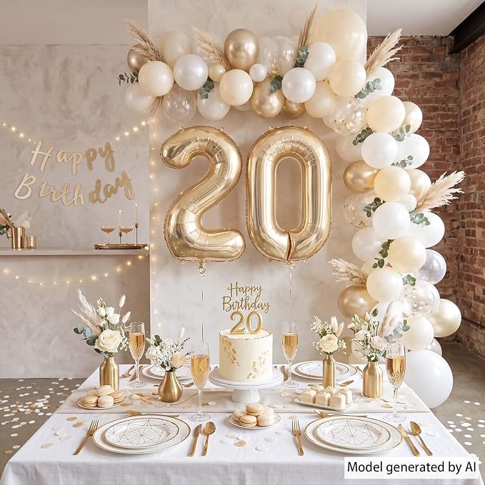 White Gold Number 0 Balloon 40 Inch, Champagne Foil Digit Decoration | Sand - Image 3