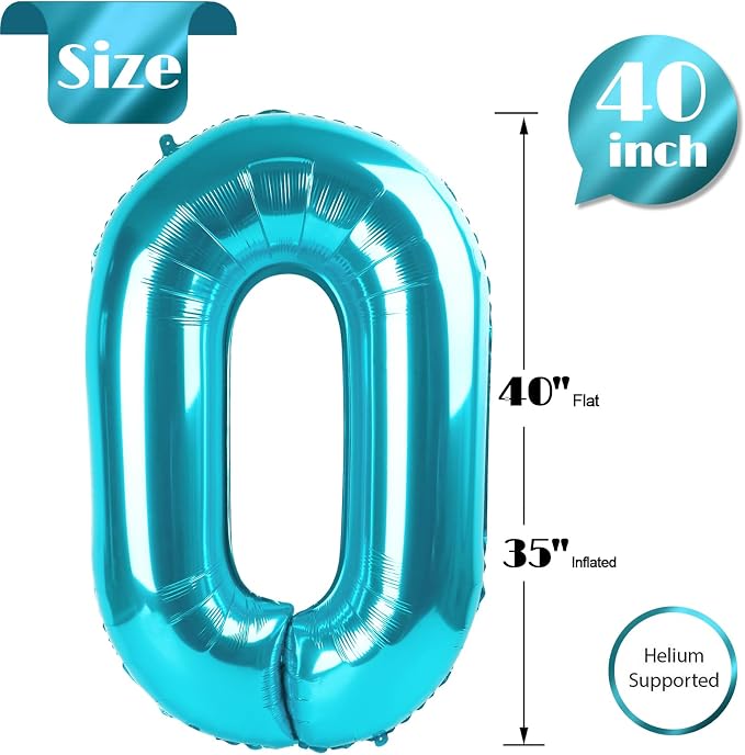 Light Blue Number 0 Balloon 40 Inch - Image 4