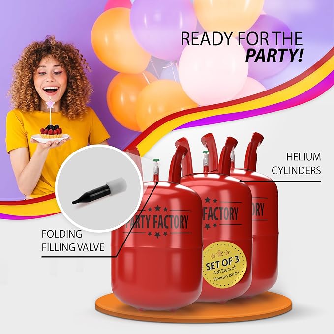 Party Factory – 3x Helium Tank - Image 3