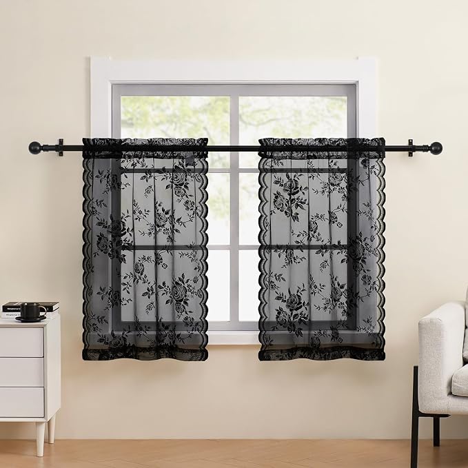 SEEKRIGHT Black Cafe Curtains by SEEKRIGHTHomeDecor