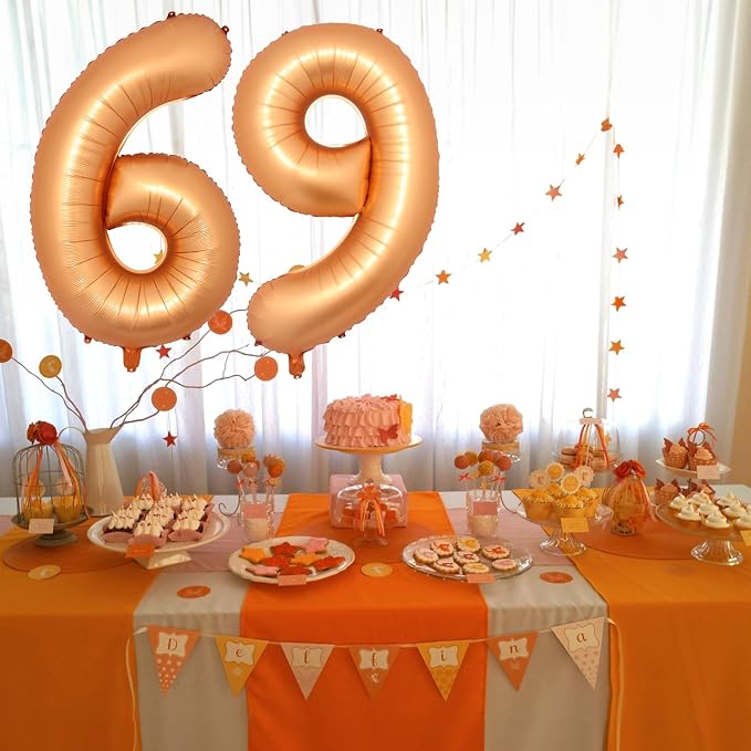 Orange Number 1 Balloon, Large Self Inflating Foil Number Balloons 1 Decor - Image 5