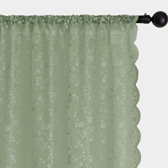 Anmao Vintage Lace Sheer Curtains 45 Inches Long - Image 6