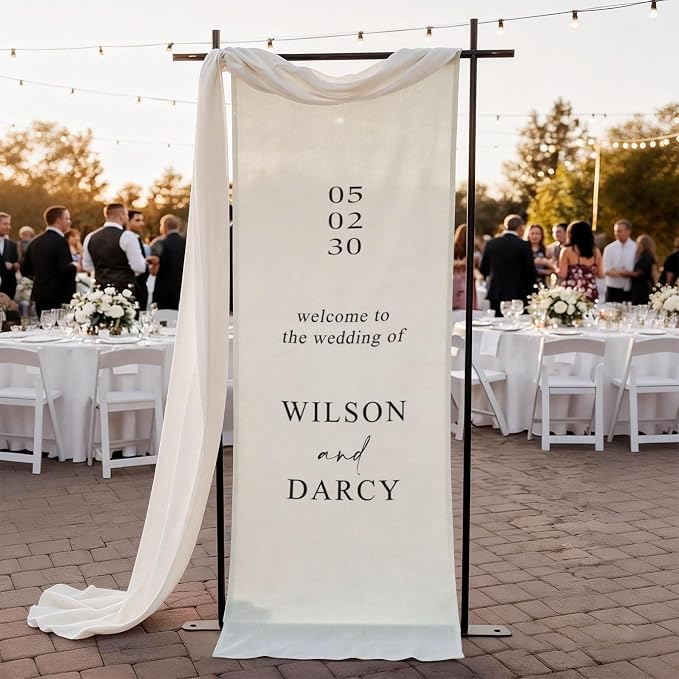 Personalized Fabric Wedding Welcome Sign, Cotton Linen Banner by Unknown