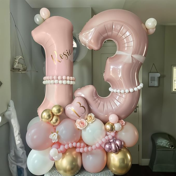 40 Inch Dusty Pink 13 Number Balloon - Image 4