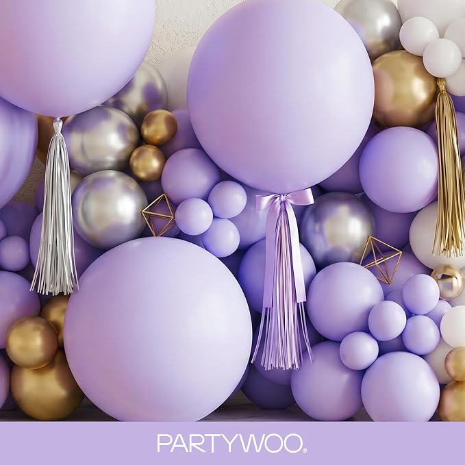 PartyWoo Lavender Balloons 100pcs Light Pastel Purple Lilac Color | 18 12 10 5 - Image 8
