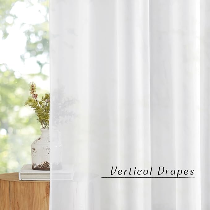 NICETOWN White Sheer Kitchen Window Curtains 24 inches Long, Grommet Short - Image 3
