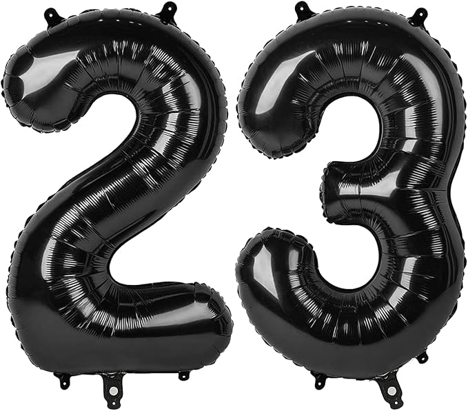 40 Inch Black 23 Large Number Balloon, 23 32 Black Birthday Party Decorations by Upgesy