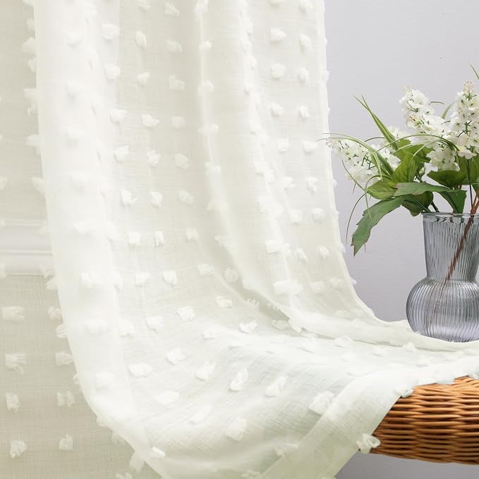 KOUFALL Cream Off White Curtains 102 Inches Long by KOUFALL