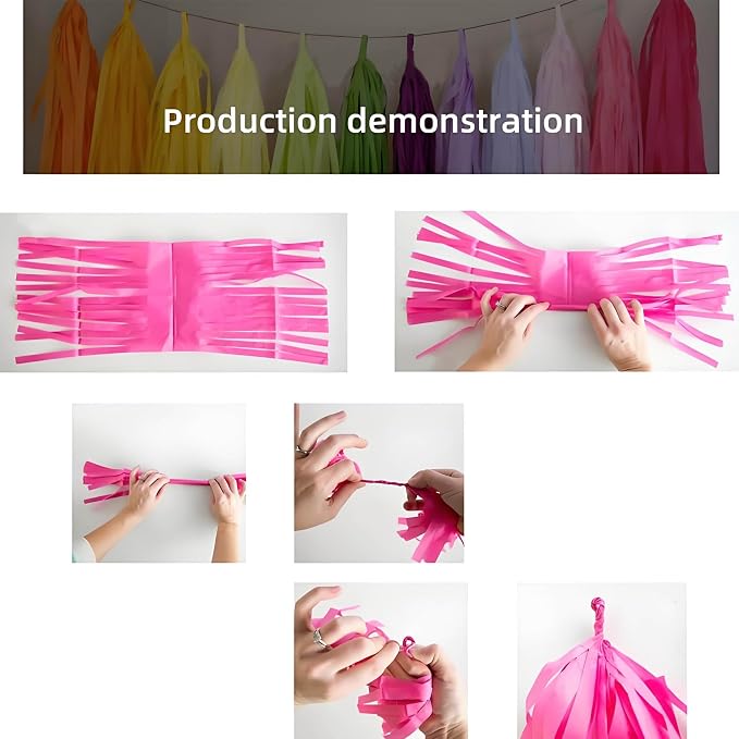 Yellow White and Blue Tissue Paper Tassels 30pcs Streamers Party - Image 7