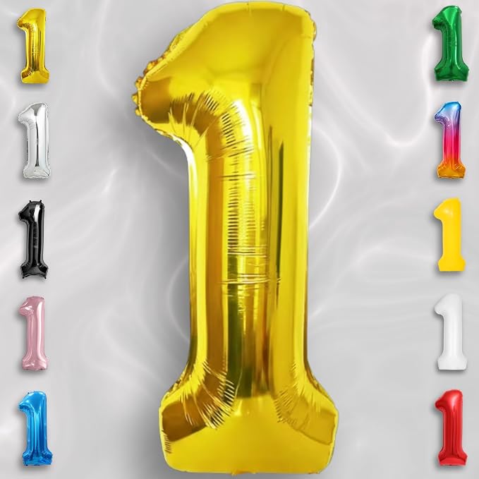 Gold Number Balloon 1 Mylar Foil Balloons 16 inch - Image 6