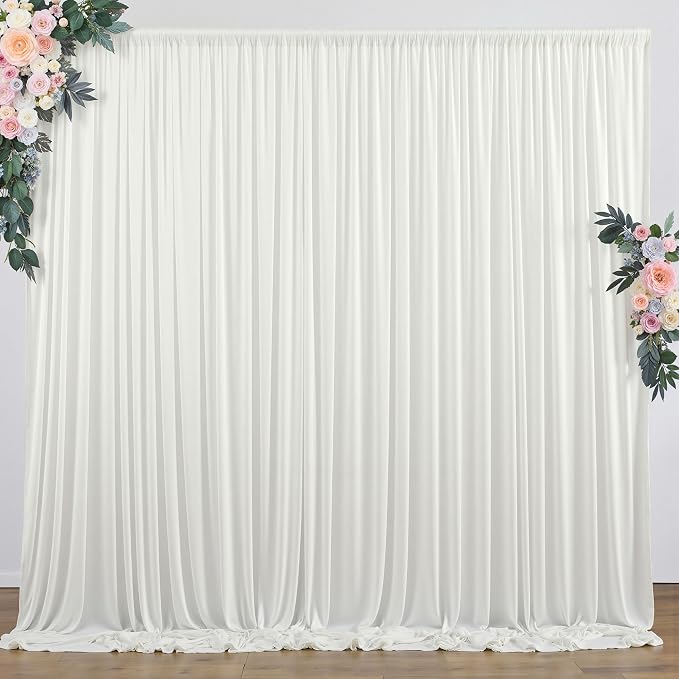 10 ft x 10 ft Wrinkle Free Ivory Backdrop Curtain by Outpain