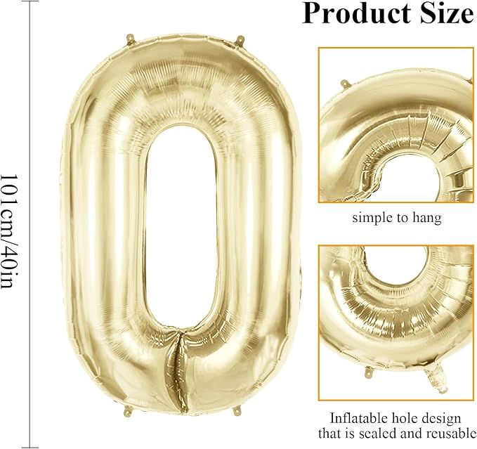 Number 100 Balloons for 100th Birthday Party Decorations, 40 Inch 0-100 - Image 2